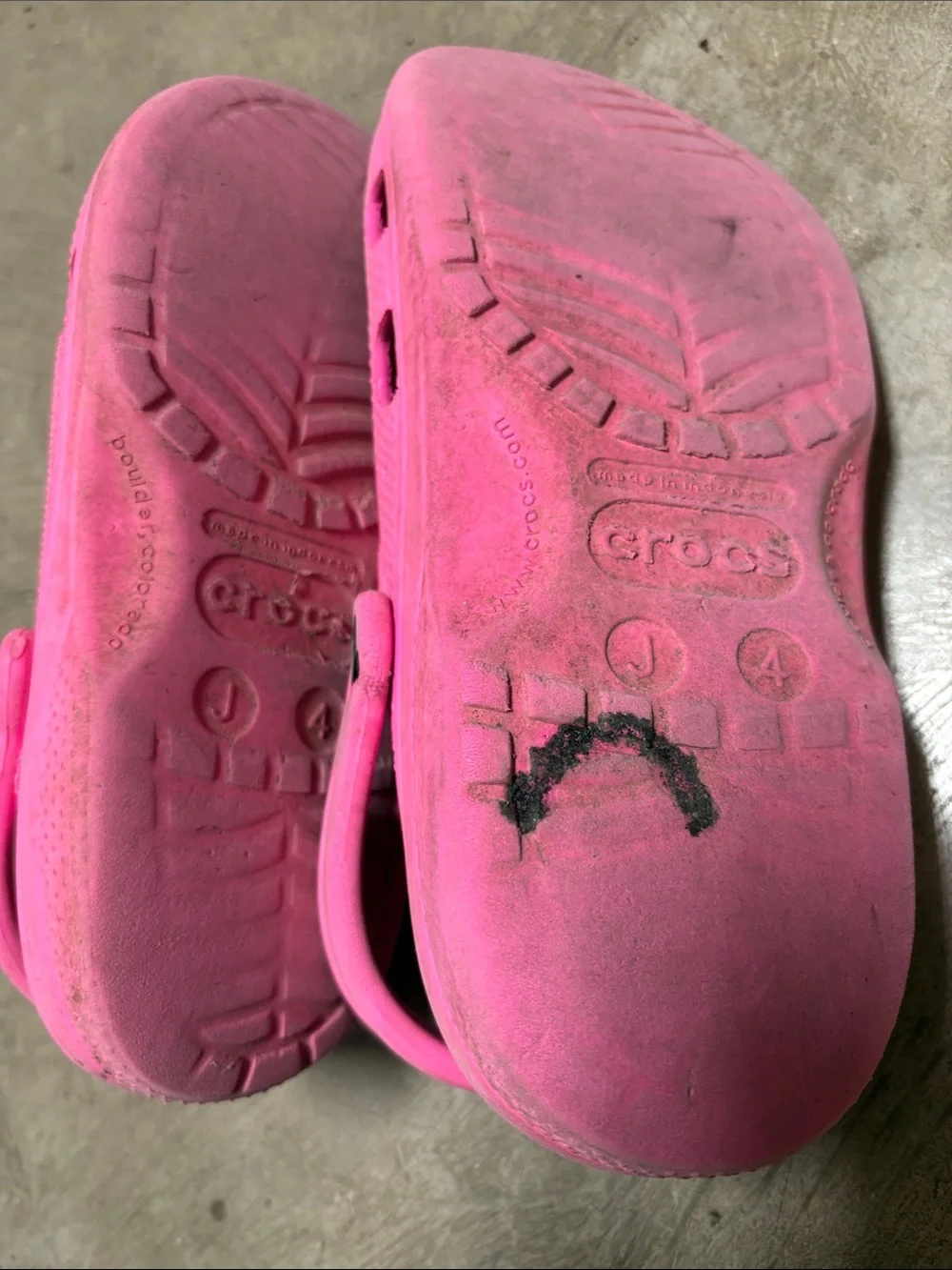 Kids Pink Foam CROCS size 4